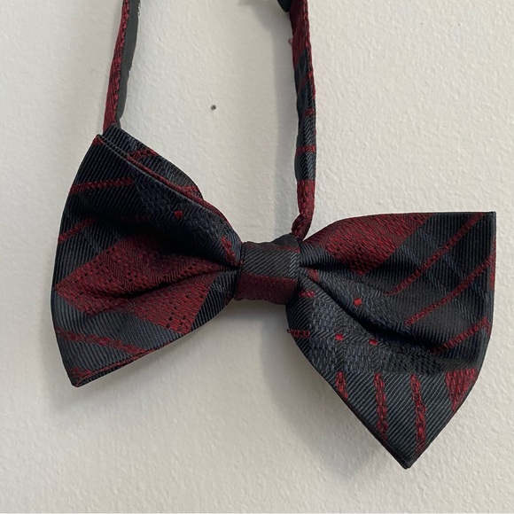 Dries Van Noten Bow Tie Silk Highlander Plaid Red Gray Christmas Adjustable - Picture 6 of 10